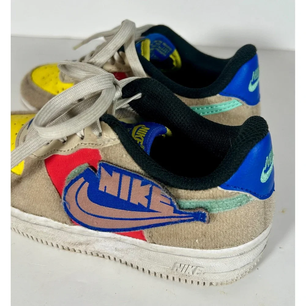 Nike Air Force 1 Low GS Multicolor Velcro Swoosh Kids Size 12C